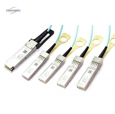 인피니밴드 및 이더넷 액티브 광 케이블 100G QSFP28 4xSFP28 AOC로 돌파